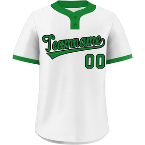 Béisbol de moda personalizado blanco real-rojo azul estilo clásico cosido bordado Logo estampado auténtico dos botones Softball Jersey - Product Image 5