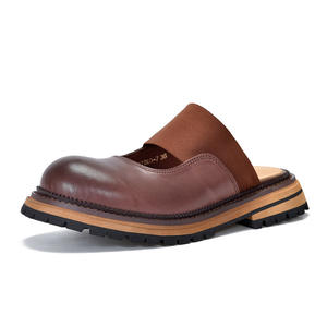 Sandales plates unisexes en cuir pour femmes, tongs décontractées d'été, sandales ouvertes confortables pour la plage - Product Image 4