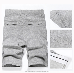 Pantalones cortos informales finos de lino para hombre, Bermudas cortas a la moda para playa, pantalones de chándal transpirables, color gris, para verano - Product Image 6