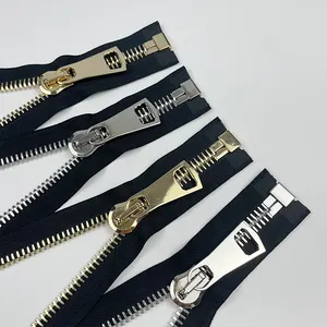 Custom 20# Open End Gold Color Teeth By The Yard 5# Gold Zipper Custom Fashion Big Zipper Large Metal Zipper