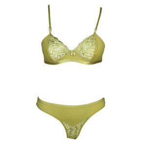 Ensemble soutien-gorge et culotte pour femme - Vert olive - Product Image 1
