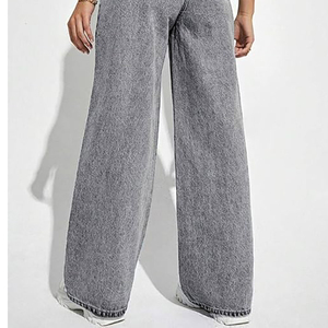 Jeans Extra Grandes para Mujer, Pantalones Vaqueros al por Mayor para Mujer, Pantalones Anchos de Algodón, Jeans de Mezclilla Deslavados de Tiro Alto, Pantalones Personalizados para Mujer - Product Image 4