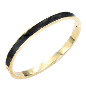 Gold-Plated Stainless Steel Hinged <b>Bangle</b> Bracelets Black Color 6mm Width Elegant <b>Fine</b> <b>Bangles</b> - Product Image 3
