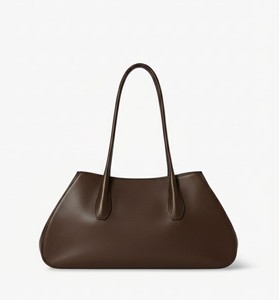 Dark Brown Smooth Leather Vintage Lady <b>Tote</b> <b>Bag</b> Women Minimalist Large Shoulder Purse Work Handbag Two Straps Designer Spacious - Product Image 3