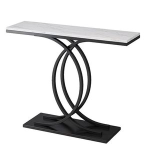 Modern Design Black & Golden Color Metal <b>Console</b> <b>Table</b> Sleek Design for Entryway Living Room or Hallway Deco - Product Image 2