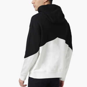 Sweat-shirt à capuche oversize pour homme MOVETEXTILE Basics, couleur tendance, contraste noir et blanc, style streetwear minimaliste - Product Image 2