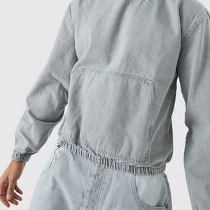 Sweats à capuche en jean Streetwear de haute qualité avec logo personnalisé/Nouvelle mode pour hommes Style Denim Jean sweats à capuche respirants - Product Image 4