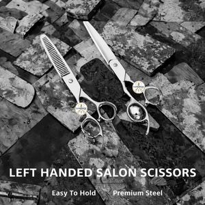 Japanese 440C Stainless Steel Left Handed <b>Scissors</b> Set Ergonomic Handle Straight <b>Thinning</b> Shears Professional Salon <b>Hair</b> Styling - Product Image 2