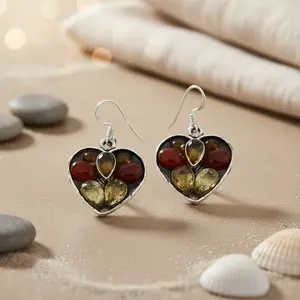 "925 Silver Heart Diamond <b>Earrings</b> Women's Trendy Vintage Jewelry (Pear Cut Rose White Yellow Gold)" - Product Image 1