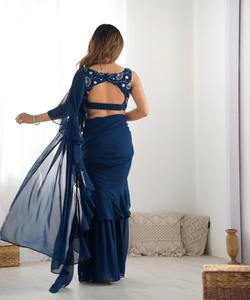 MOST PICKUP GEORGETTE FANCY RUFFLE WORK SHARARA SAREE AVEC CHEMISIER COUDU FESTIVAL WEAR GROS PRIX VÊTEMENT ETHNIQUE - Product Image 4