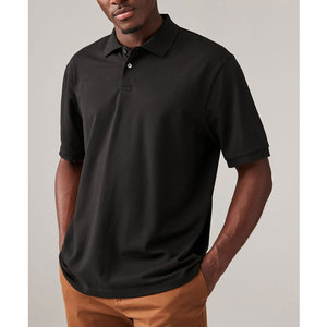 Venta al por mayor de calidad de Exportación personalizada Última marca Negro Regular Fit manga corta Piqué polos - Product Image 1