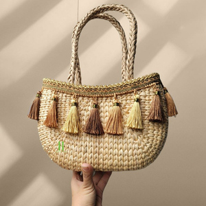 Joli sac à main en jacinthe d'eau paille pour femmes vente en gros OEM de sac à main en paille et rotin acceptable du Vietnam vente en gros - Product Image 1