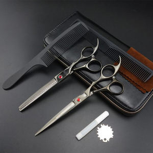 Juego de tijeras de peluquero de acero inoxidable profesional con bolsa de cuero OEM personalizable para uso DIY por peluquería y salones - Product Image 3