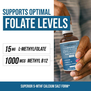 5-मिथाइलफोलेट पूरक तरल बूंदों के लिए विटामिन बी 12 के साथ विटामिन बी 12 के साथ प्रजनन क्षमता और होमोसाइस्टीन समर्थन के लिए - Product Image 5