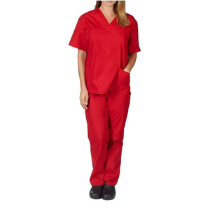 Conjunto de uniforme de hospital para mujer, tela tejida, manga corta, cuello levantado, diseño personalizado, todos los tamaños disponibles - Product Image 1