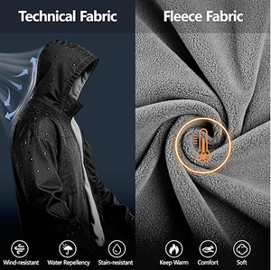 Veste en polaire softshell à double boutonnage décontractée pour homme, en fourrure de mouton, avec sequins, capuche amovible, réversible, coupe-vent bomber - Product Image 6