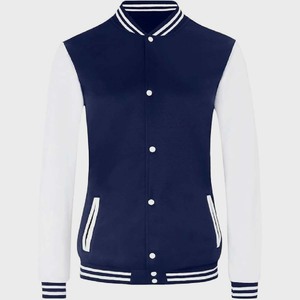 <b>Men</b>’s Classic Navy Blue Varsity <b>Jacket</b> – Premium Athletic Letterman with Contrast <b>White</b> Sleeves - Product Image 3