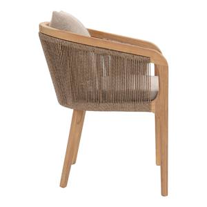 Silla de Comedor Moderna Nórdica de Madera de Teca Sólida con Respaldo de Cuerda Tejida, Sillón de Jardín para Exteriores con Cojín para Hotel y Restaurante - Product Image 3