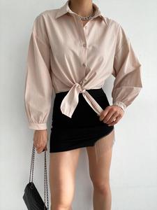 Ropa de protección solar informal de manga larga corta ajustada azul de verano para mujer de calidad Premium, blusas tejidas transpirables cómodas, camisas - Product Image 5