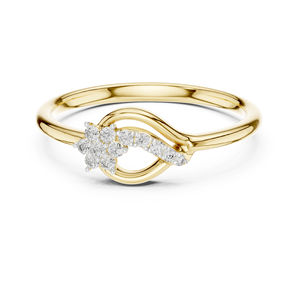 Bague en or jaune 14 carats avec diamant rond cultivé en laboratoire pour femme, 0,101 ct, certifiée IGI |   Vêtements de soirée - Product Image 1