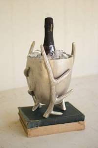 Seau refroidisseur de vin élégant en métal argenté Design de luxe moderne tendance unique Bacs à boissons de table poignées personnalisables - Product Image 2