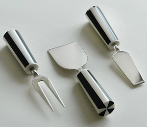 Juego de cuchillos para rebanar y mantequilla Mango de incrustaciones de hueso de diseñador elegante Cuchillos para queso Cuchillos de queso de metal de acero inoxidable - Product Image 1