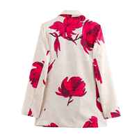 Costume pantalon pour femme, imprimé floral, satin léger, respirant, 100% polyester, tenue de bureau d'été, élégant, blazer à col en V assorti