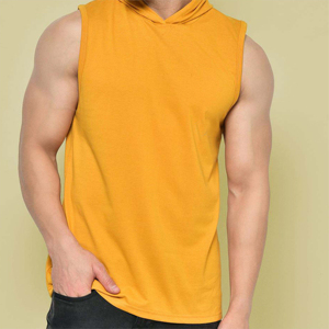 เสื้อกล้ามออกกำลังคอตตอน94% 6% สแปนเด็กซ์พร้อมฮู้ดแห้งเร็วฤดูร้อน - Product Image 1