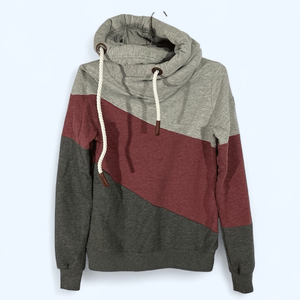 Sudadera con capucha de cuello vuelto colorido Premium para mujer Colourblock transpirable algodón polar Streetwear pulóver Top con capucha - Product Image 1