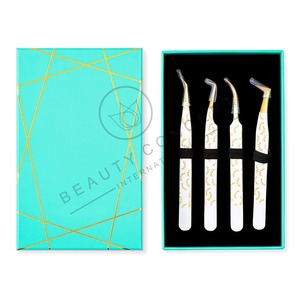แหนบต่อขนตาปลายพลาสติกปลายไฟเบอร์สีดำด้านปากคีบขนตาปลอม - Product Image 4