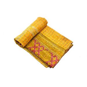 Handmade Indian <b>Vintage</b> Kantha Quilt Reversible Cotton Blanket Bedcover Summer Hotel & Home Use 'Gudari' <b>Bedding</b> Sets - Product Image 4