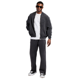 Survêtement d'hiver imprimé léger en jersey 100 % coton, coupe bomber, avec fermeture éclair intégrale, effet délavé vintage, écologique, grandes tailles - Product Image 1