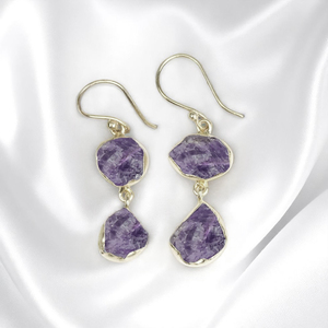 Wholesale Fine 925 <b>Silver</b> Gold Plated Amethyst Birthstone <b>Drop</b> and Dangle <b>Earrings</b> for Women Moissanite Jewelry - Product Image 4