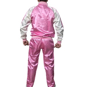 Chándal de mujer de satén de nailon 2025 con logotipo impreso DTF personalizado, chándal de invierno de bloque de Color sólido de 2 tonos para hombre, novedad de 100% - Product Image 6