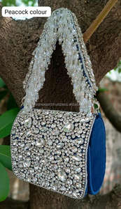 New Arrival Stunning Handmade Embossed Heavy Pearl and Stone Work Multi Color Bridal <b>Evening</b> Purses Women Heavy Purse Sling <b>Bag</b> - Product Image 2