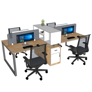 Contemporary 4-Seater Table Cluster Module 280x120cm with <b>Footrest</b> and Cabinet HBRT074 - Product Image 2