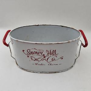 Seau à jardinière en pin givré conçu en métal galvanisé antique pour mettre en valeur les fleurs des fêtes et la verdure de la porte d'entrée - Product Image 5