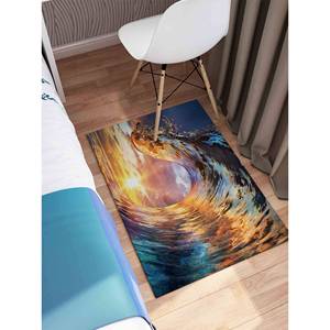 Alfombra con diseño de olas y luz de atardecer, alfombra con forma de cresta, alfombra con paisaje marino, alfombra fina no tejida - Product Image 5