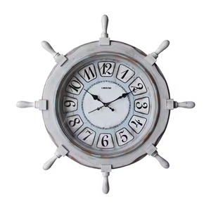 Wooden Wheel <b>Clock</b> Nautical Decorative Timepiece For Home Wall And Living Room Display - Product Image 5