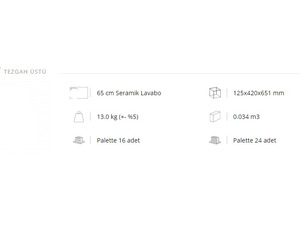 Lavabo à poser rectangulaire en céramique à trou unique de conception moderne turque, capacité de 12 L, finition brillante, garantie de 2 ans - Product Image 3