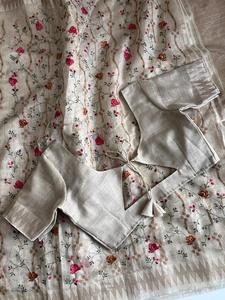 Sari indio étnico de seda banarasi para mujer, con bordado de hilo multicolor, elegante y hermoso borde, para adulto - Product Image 3