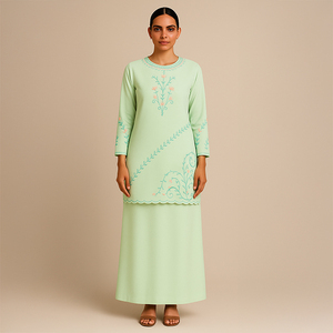 Nazaakat modesto bordado a mano BAJU KURUNG MODEN SET ropa musulmana tradicional de talla grande poliéster transpirable para bodas - Product Image 4