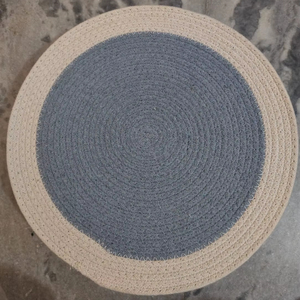 Manteles Individuales Redondos de Algodón Trenzado Gris y Marrón Modernos, para Uso Doméstico, Ecológicos, Antideslizantes, Personalizables, Decoración Divtik - Product Image 1