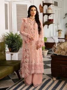 Traje de gasa de fiesta de estilo modesto de alta calidad para mujer, Salwar Kameez de seda pakistaní indio con diseño de estampado transpirable - Product Image 3