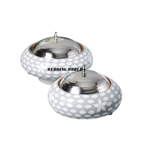 Réchaud alimentaire en métal fini avec autocollant, avec couvercle en bois, forme ronde, ustensiles de cuisine, design de luxe, réchaud en métal - Product Image 4