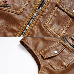 Chaleco de Motocicleta de Cuero Impermeable y Transpirable con Cuello Mao, de Alta Calidad y Bajo Precio, con Logotipo Personalizado, Ligero, para Hombre - Product Image 5