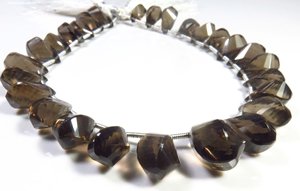 Piedras preciosas sueltas de cuarzo ahumado natural 9-Strand 27PCs Twisted Teardrop Beads 10-17mm Smoky Faceted Fancy Gemstone Beads" - Product Image 6