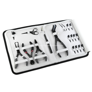 High quality Black <b>Hair</b> Extension Tools <b>kit</b> 3 Hole Nano Microbead crimp Pliers <b>braiding</b> crochet hook Scissor <b>Hair</b> Pulling Hook - Product Image 1