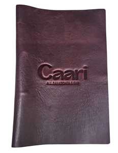 Couverture de menu A4 en cuir de vache véritable, personnalisable avec logo en relief, style Hunter, certifiée ISO, marron clair, 3 mm d'épaisseur, naturelle - Product Image 3