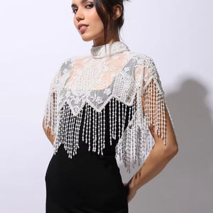 High Fashion Preppy Style Beaded <b>Cape</b> Unique Handmade Party Wrap for <b>Women</b> and Adults ODM Club Wear - Product Image 1